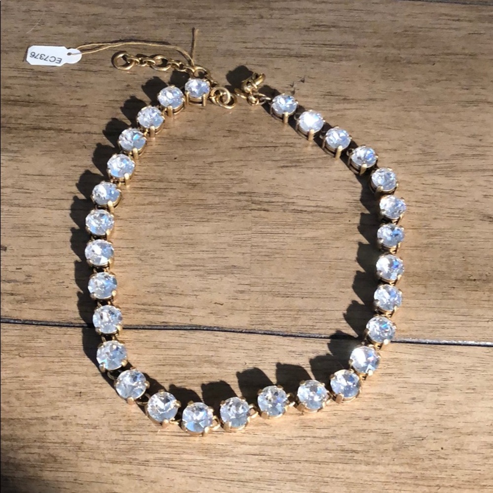 J Crew gold and rhinestone choker necklace